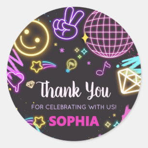 Neon Tiener Dertiende Verjaardagsfeest Ronde Sticker