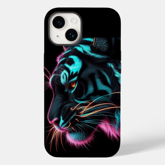 Neon Tiger Design Telefoonhoes/iPhone 14 Hoesje (Achterkant)
