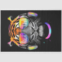 Neon Tiger met hoofdtelefoon Tissue Paper