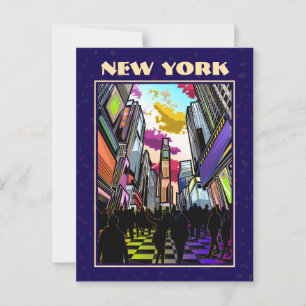 Neon Times Square met aangepaste tekst – New York  Briefkaart