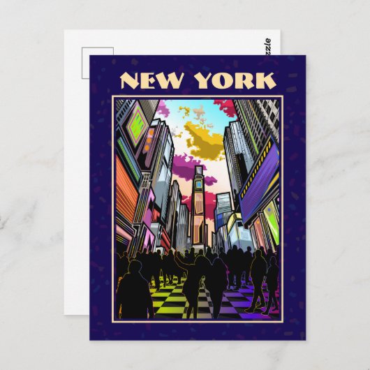 Neon Times Square with Custom Text – New York  Briefkaart (Voorkant / Achterkant)