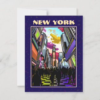 Neon Times Square with Custom Text – New York  Briefkaart