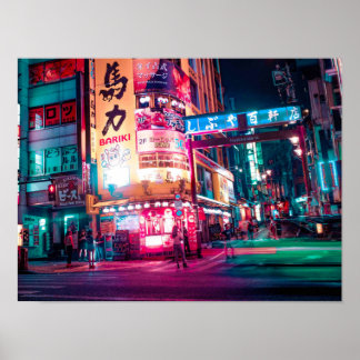 Neon Tokio Straathoek Poster