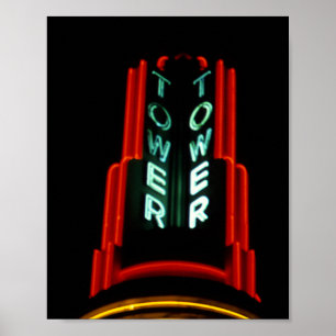  Neon Tower Records tekenen 1979 Poster