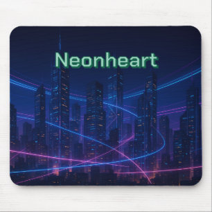 Neon-Traced Cyber City Mousepad Muismat