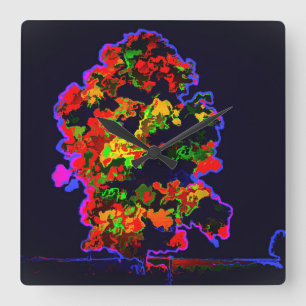 Neon tree explosie vierkante klok
