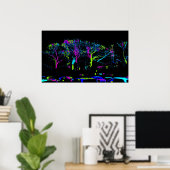 Neon Trees Urban Skyline - dark sky Poster (Thuiskantoor)