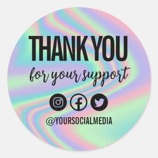 Neon Trendy Dank u voor mediumtoevoeging Ronde Sticker (Voorkant)
