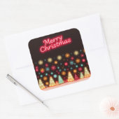 Neon Trendy Kerstvakantie Collectie Vierkante Sticker (Envelop)