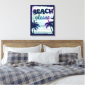 Neon Tropical Beach Wood Vacation Palm Trees Canvas Afdruk (Insitu (Slaapkamer))