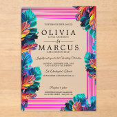 Neon Tropical Foliage Acrylic Invitation (Recto)