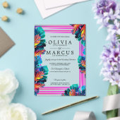 Neon Tropical Foliage Acrylic Invitation (Insitu (Mariage))