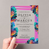 Neon Tropical Foliage Acrylic Invitation Acryl Uitnodigingen (Insitu (Draagbaar))
