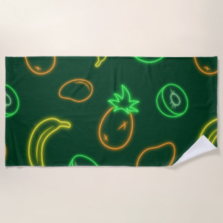 Neon Tropical Fruit Pattern Beach Towel Strandlaken