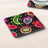 Neon Tropical Fruits Pattern Art. Nu kopen Bier Onderzetter (Linkerzijde)