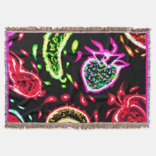 Neon Tropical Fruits Pattern Art. Nu kopen Deken
