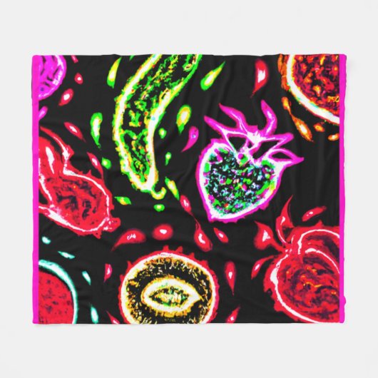 Neon Tropical Fruits Pattern Art. Nu kopen Fleece Deken (Voorkant (Horizontaal))