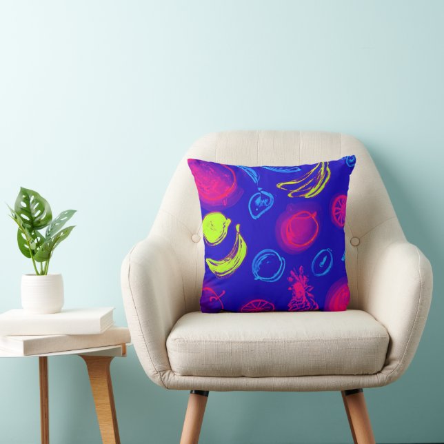 Neon Tropical Fruits Pattern Art. Nu kopen Kussen (Stoel)