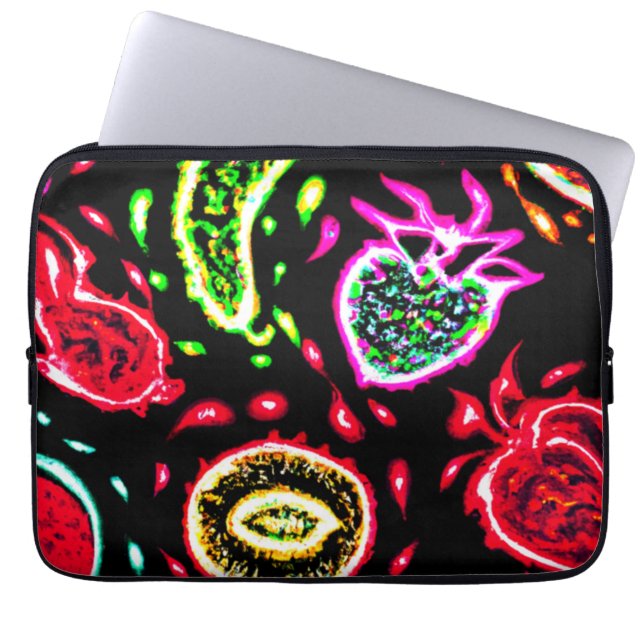 Neon Tropical Fruits Pattern Art. Nu kopen Laptop Sleeve (Voorkant)