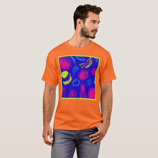 Neon Tropical Fruits Pattern Art. Nu kopen T-shirt (Voorkant volledig)