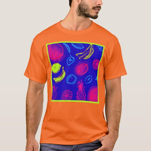 Neon Tropical Fruits Pattern Art. Nu kopen T-shirt (Voorkant)
