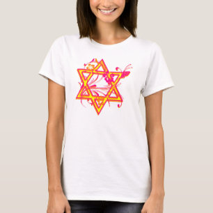 Neon Tropical Hibiscus Star van David T-shirt