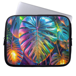 Neon Tropical Leaves Laptop Sleeve