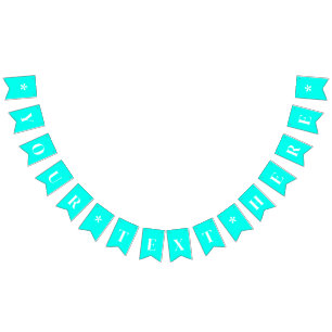Neon turquoise effen kleur Aangepast Vlaggetjes