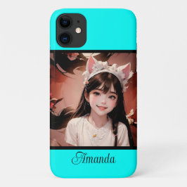 Neon turquoise, felmodieus, modern iPhone 11 hoesje