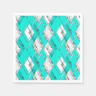Neon turquoise geometrisch patroon. servet