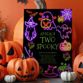 Neon Two Spooky verjaardagsfeestje uitnodiging
