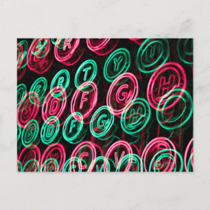 Neon typemachines sluiten af briefkaart