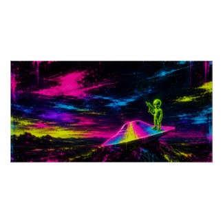 Neon UFO-crash Perfect Poster