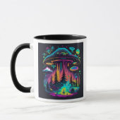 Neon UFO en Alien Scene Psychedelische Kunst Mok (Links)