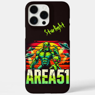 Neon UFO's zweven boven Area 51 iPhone 16 Pro Max Hoesje