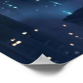 Neon Uil Middernacht Silhouet Poster (Hoek)