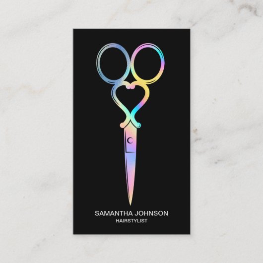 Neon Unicorn Holografisch kapster Visitekaartje (Voorkant)