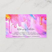 Neon Unicorn Holographic Thick Glitter Drip Makeup Visitekaartje (Achterkant)