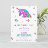 Neon Unicorn Invitations d'anniversaire (Debout devant)