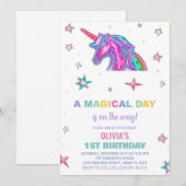 Neon Unicorn Invitations d'anniversaire (Devant / Derrière)