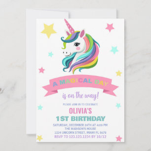 Neon Unicorn Invitations d'anniversaire