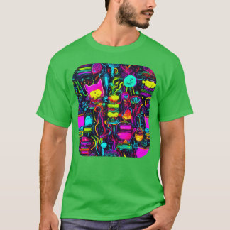 Neon UV stijl vintage 80s retro meisje T-shirt