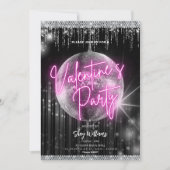 Neon Valentijn's Disco Party Uitnodiging (Voorkant)