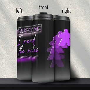 Neon Vaporwave Meeple Paarse Board Game Geek Thermosbeker