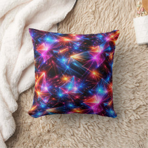 Neon veelhoekige abstracte met explosies kussen