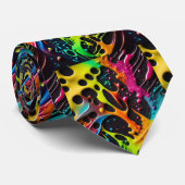 Neon verfspatten blauw groen geel rood stropdas (Opgerold)