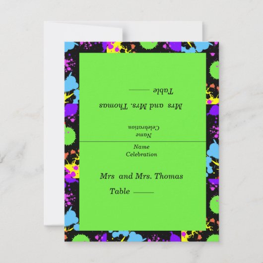 Neon Verfspatten Tafel, Escort Kaarten (Voorkant)