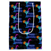 Neon Verjaardag Cocktail op baksteen Medium Cadeauzakje (Achterkant)