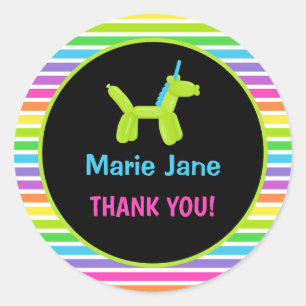 NEON VERJAARDAG DIEREN BALLONNEN RONDE STICKER