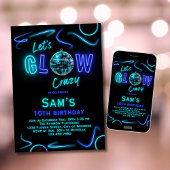 Neon Verjaardag Uitnodiging Jongens Let's Glow Cra